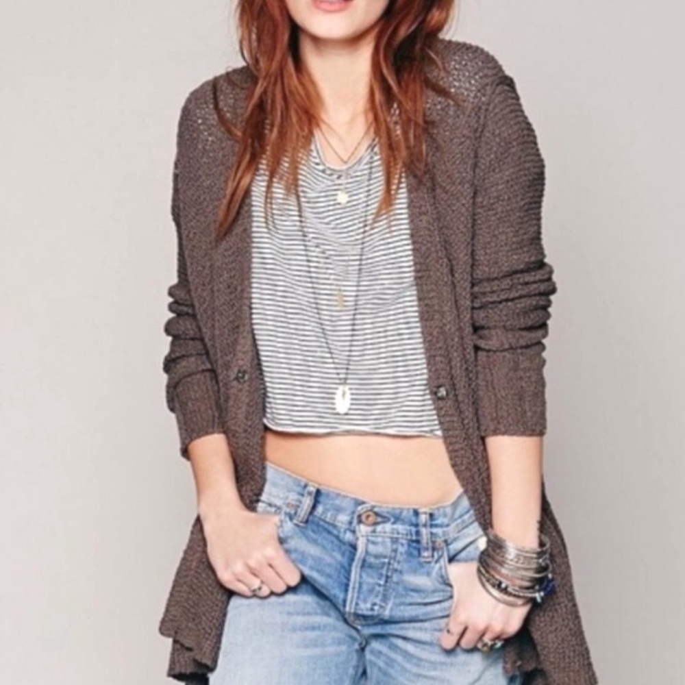 Free people Shark Bite Hem Cardigan Medium